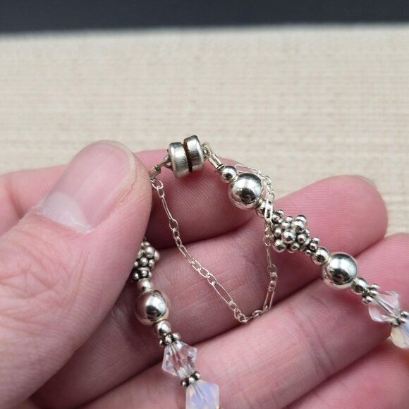 7 Inch Sterling Silver Handmade Mom Magnetic Clasp Bracelet B941 - Picture 4 of 6